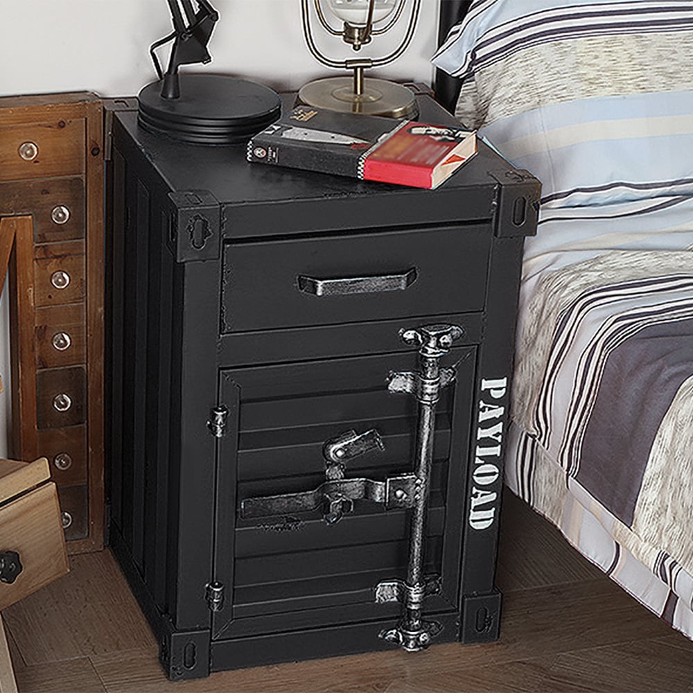 Questions and Answers for Ctainer Industrial Black Nightstand Retro Bedside Storage Cabinet Set of 2
