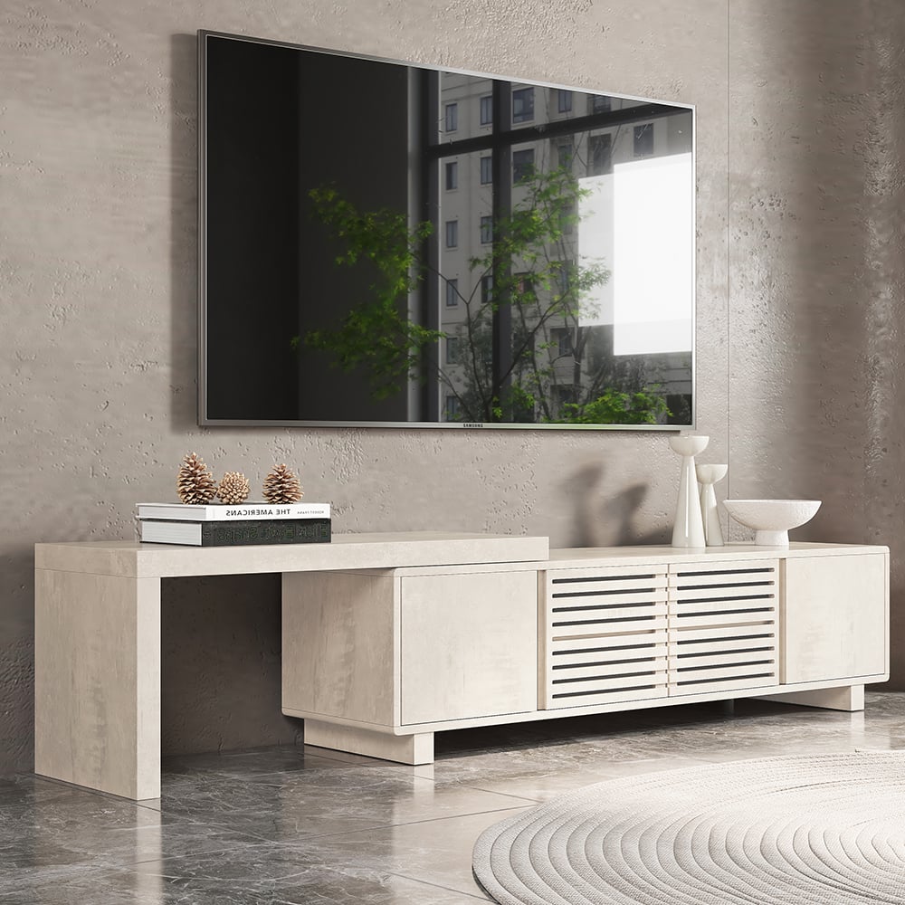 Otázky a odpovědi pro Rozšiřitelný televizní stojan inspirovaný grilem s úložným prostorem (63"-83")