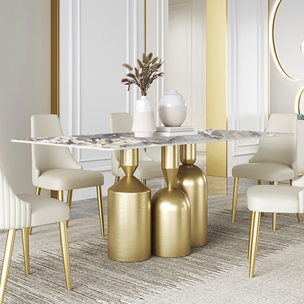 Customer Reviews for Mid-Century Modern 1600mm Rectangle Dining Table in Gold with Sintered Stone Top