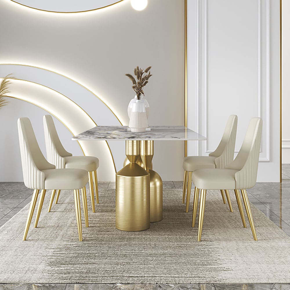 Customer Reviews for Mid-Century Modern 1600mm Rectangle Dining Table in Gold with Sintered Stone Top