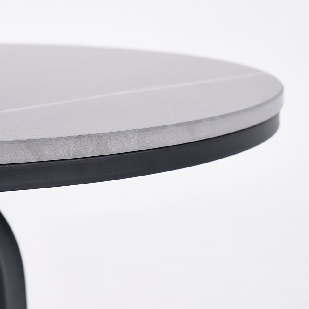 Customer Reviews for Modern Dark Gray Sintered Stone End Table Round Side Table Carbon Steel Base