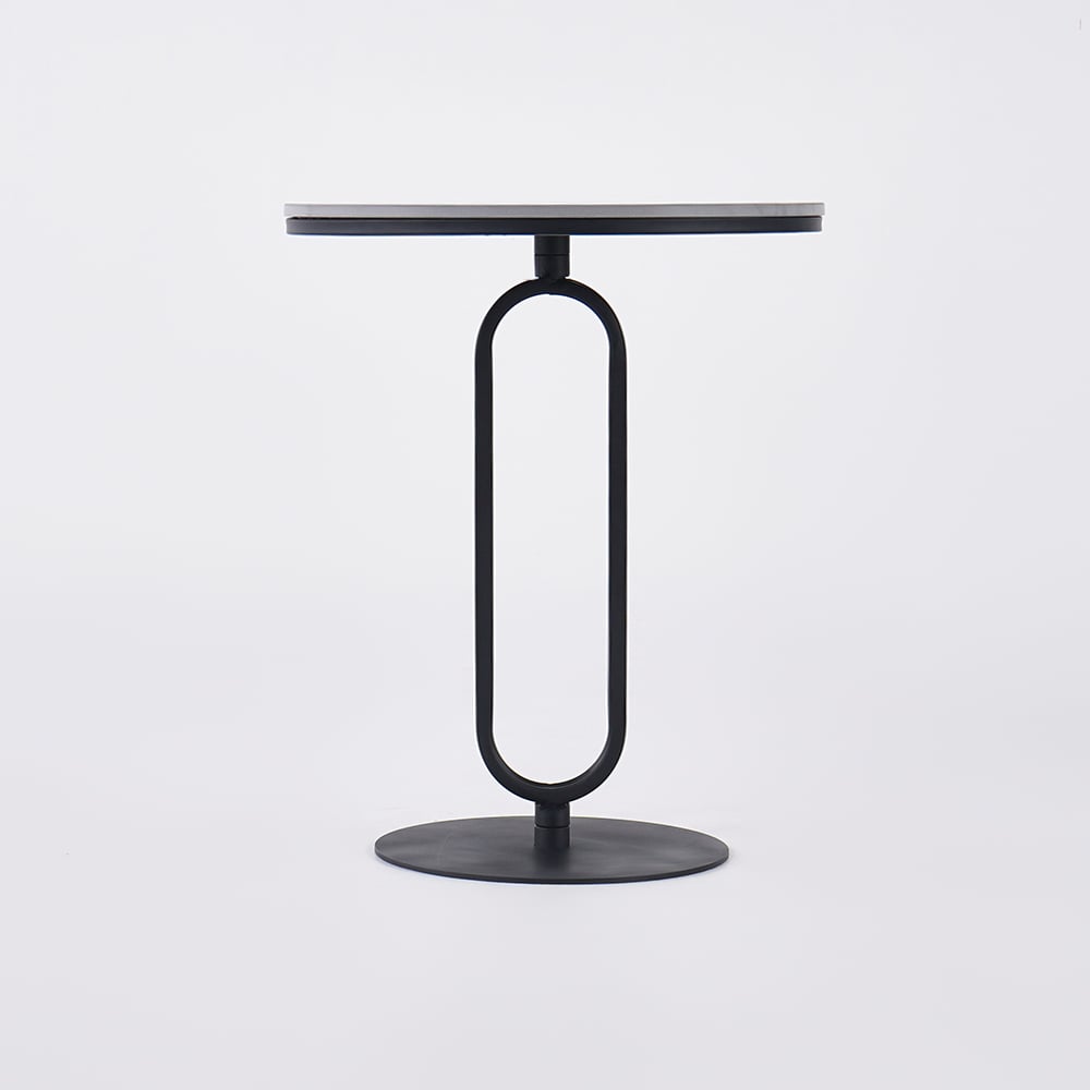Customer Reviews for Modern Dark Gray Sintered Stone End Table Round Side Table Carbon Steel Base
