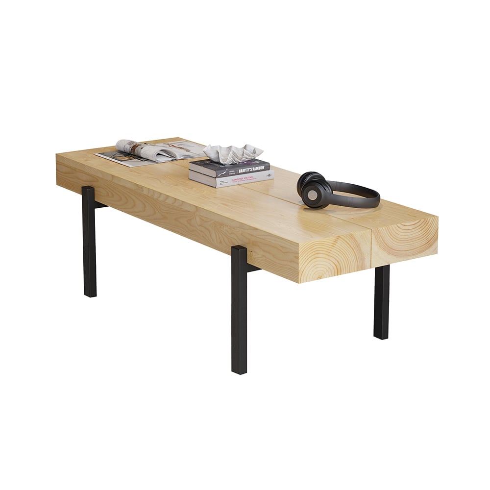 39" Rustic Natural Rectangular Coffee Table Small Narrow Cocktail Table