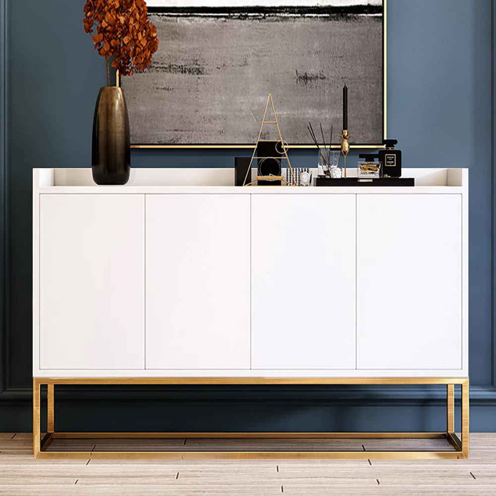 Avis Clients sur Buffet de cuisine moderne blanc 1200 mm avec 4 portes Doré