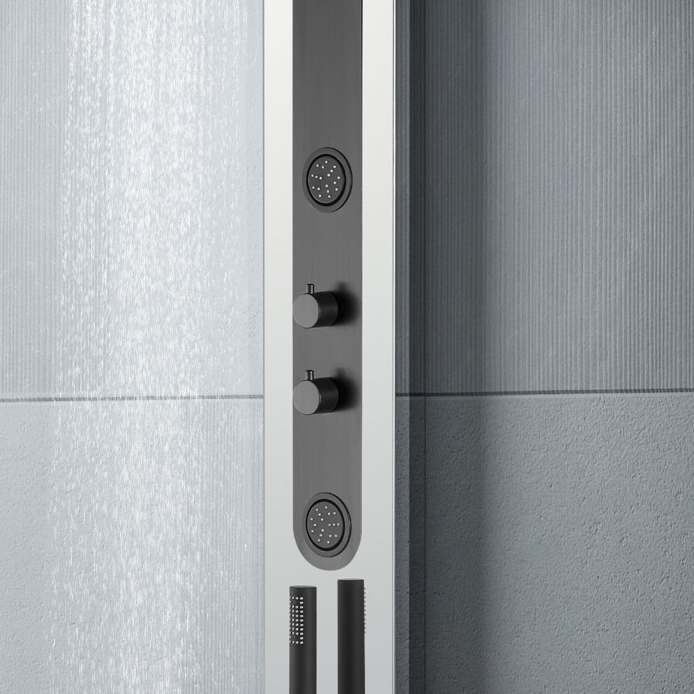 Questions and Answers for Chrome 55" Rainfall Shower Panel with Handheld Shower Adjustable Shower Head & Body Jets