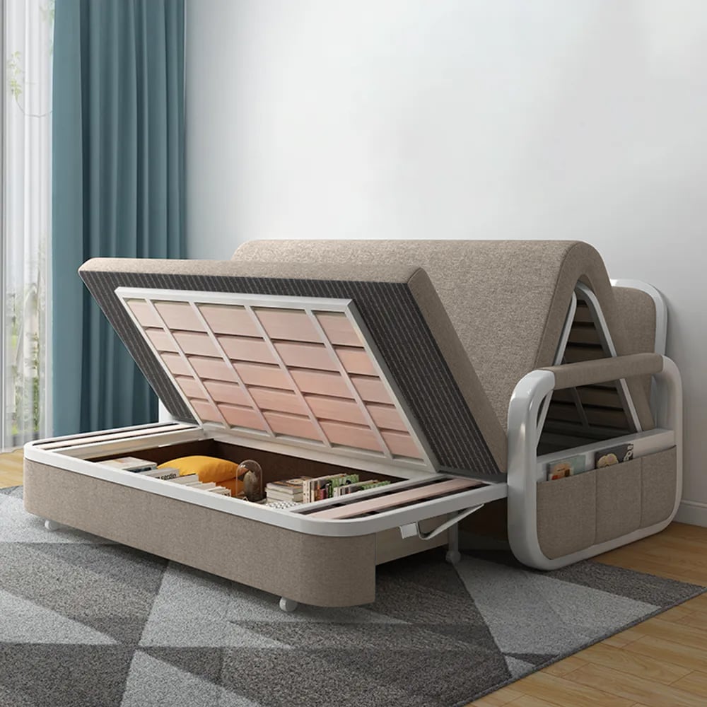 Vragen en antwoorden voor Kaki uitschuifbare slaapbank (tot 1900 mm) gemaakt van een mix van katoen en linnen