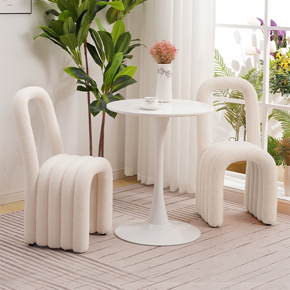Questions and Answers for Modern White Teddy Velvet Dining Room Chair Side Chair (Set of 2)