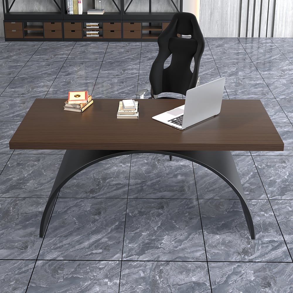 Questions and Answers for Industrial 1600 mm Rectangular Walnut Wood Desk with Metal Base