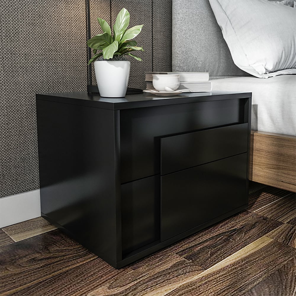Customer Reviews for Modern Black Rectangle Nightstand with 2 Drawers