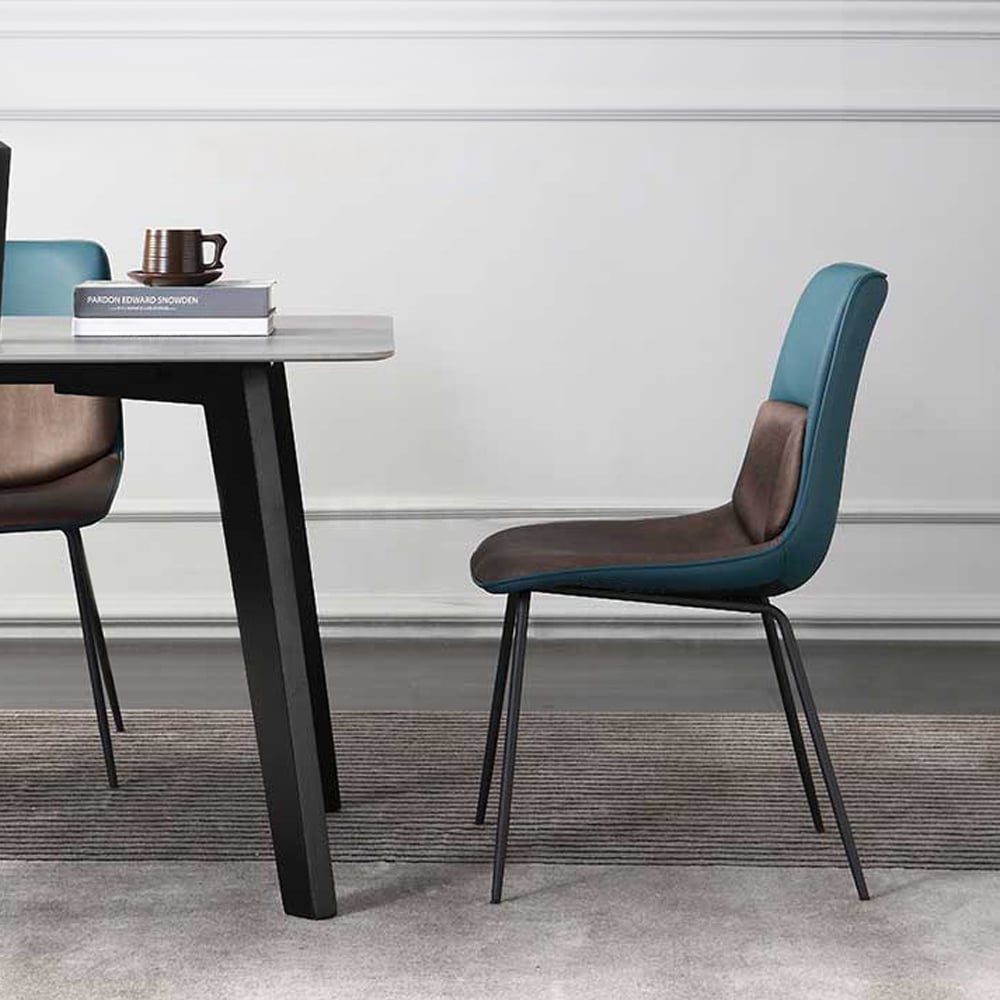 Questions and Answers for Blue Modern PU Leather Upholstered Dining Chair in Carbon Steel Legs (Set of 2)