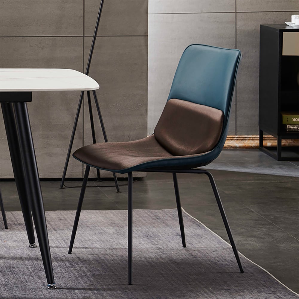 Questions and Answers for Blue Modern PU Leather Upholstered Dining Chair in Carbon Steel Legs (Set of 2)