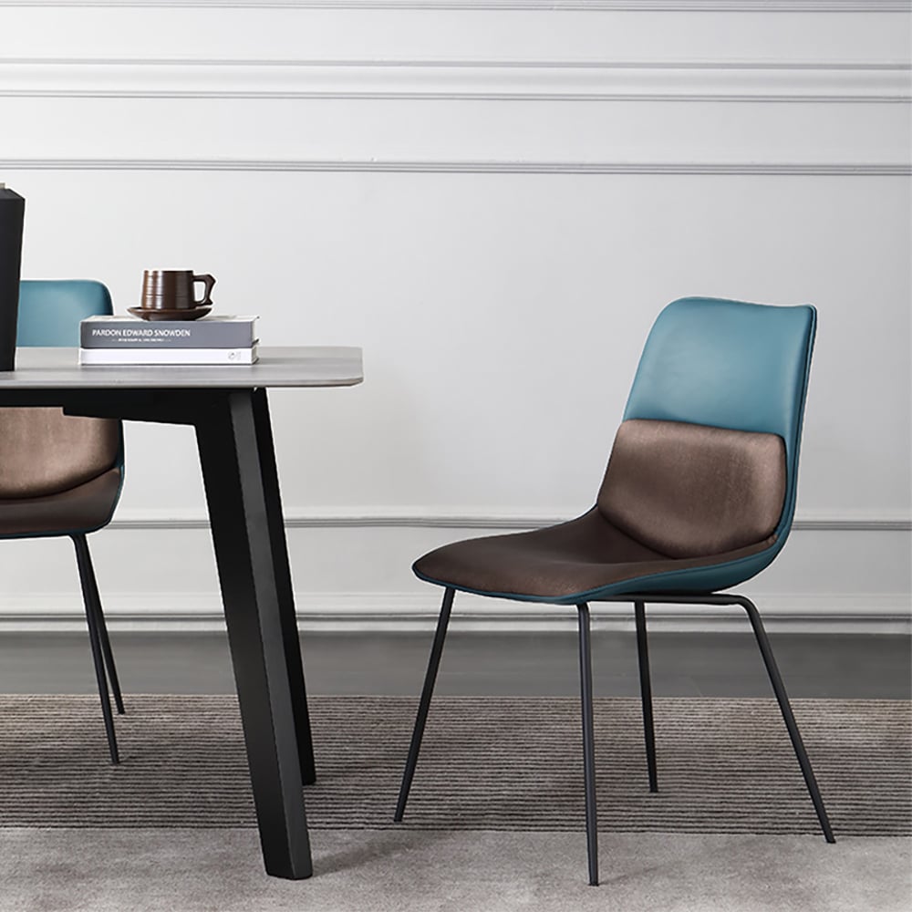 Questions and Answers for Blue Modern PU Leather Upholstered Dining Chair in Carbon Steel Legs (Set of 2)