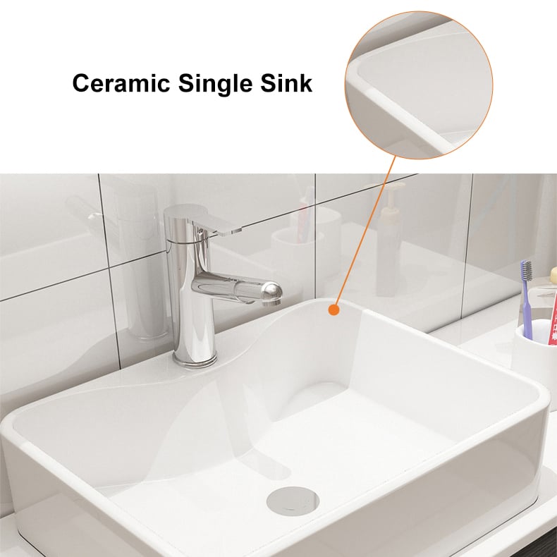 Questions and Answers for 800mm Black & White Floating Bathroom Vanity Faux Marble Top Ceramic Countertop Basin