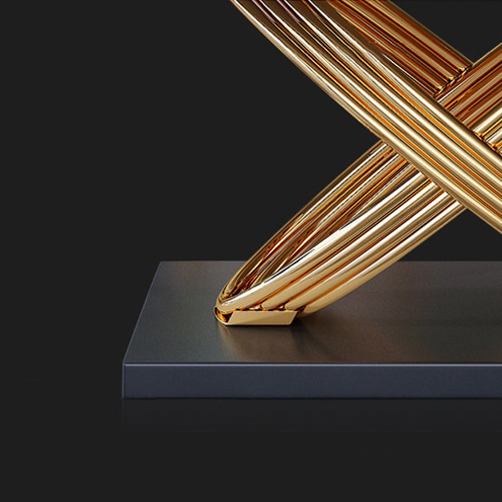 Oceny klientów dla Nowoczesny prostokątny stół jadalny spiekany kamienny blat ze złotym cokołem ze stali nierdzewnej