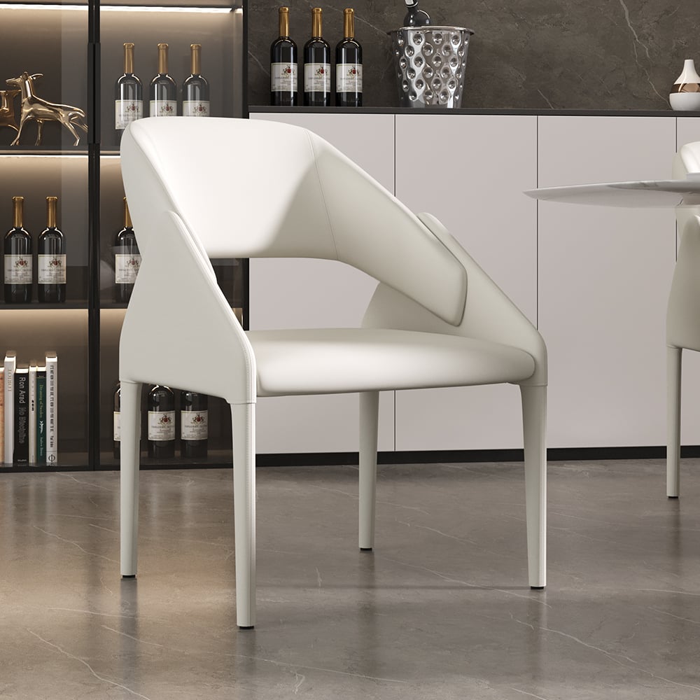 Customer Reviews for Modern White Faux Leather Dining Chair Open Back Dining Room Chairs (Set of 2)