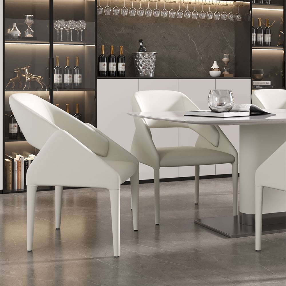 Customer Reviews for Modern White Faux Leather Dining Chair Open Back Dining Room Chairs (Set of 2)