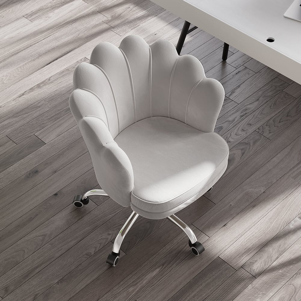 Questions et Réponses pour Chaise de bureau pivotante moderne rembourrée en velours gris réglable en hauteur