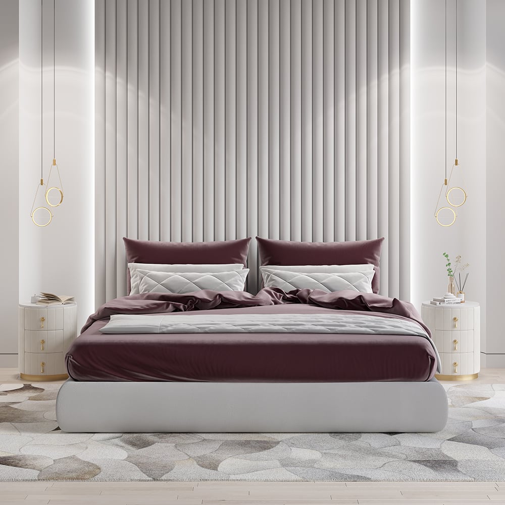 Domande e risposte per Comodino rotondo in velluto con 3 cassetti in pietra sinterizzata