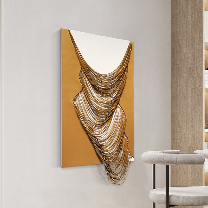 Questions and Answers for 3D Modern White & Orange Geometric Abstract Wood Wall Decor Art for Living Room Bedroom