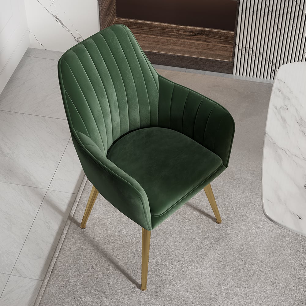 Customer Reviews for Modern Dining Chair Green Velvet Upholstered Dining Chairs With Arms (Set of 2)