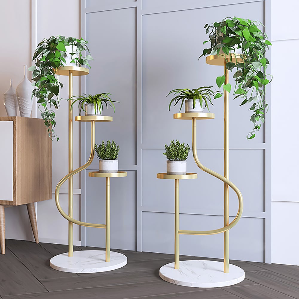 Questions and Answers for 1080mm Tall Metal Plant Stand 3 Tier Modern Corner Ladder Planter in Gold