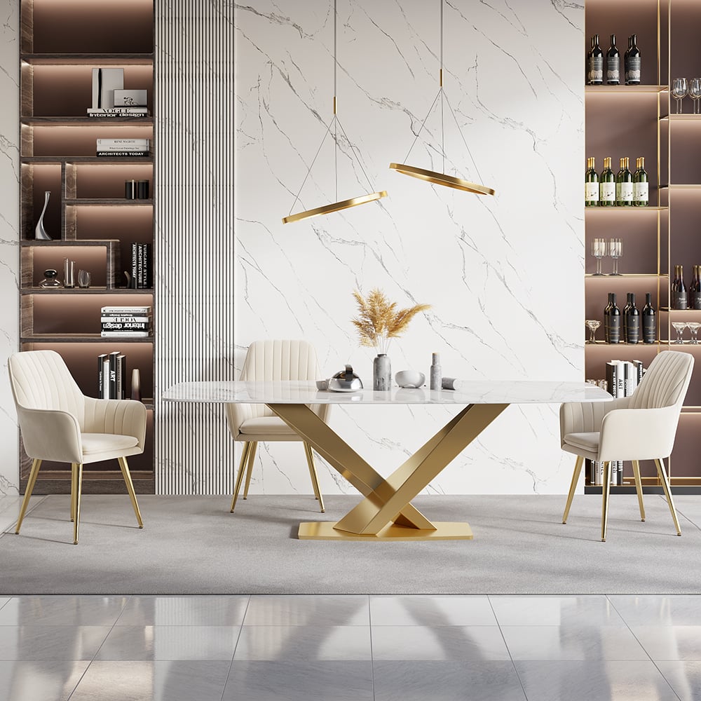 Questions et Réponses pour Chaise de salle à manger moderne en velours beige, lot de 2