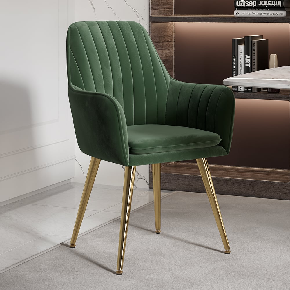 Customer Reviews for Modern Dining Chair Green Velvet Upholstered Dining Chairs With Arms (Set of 2)