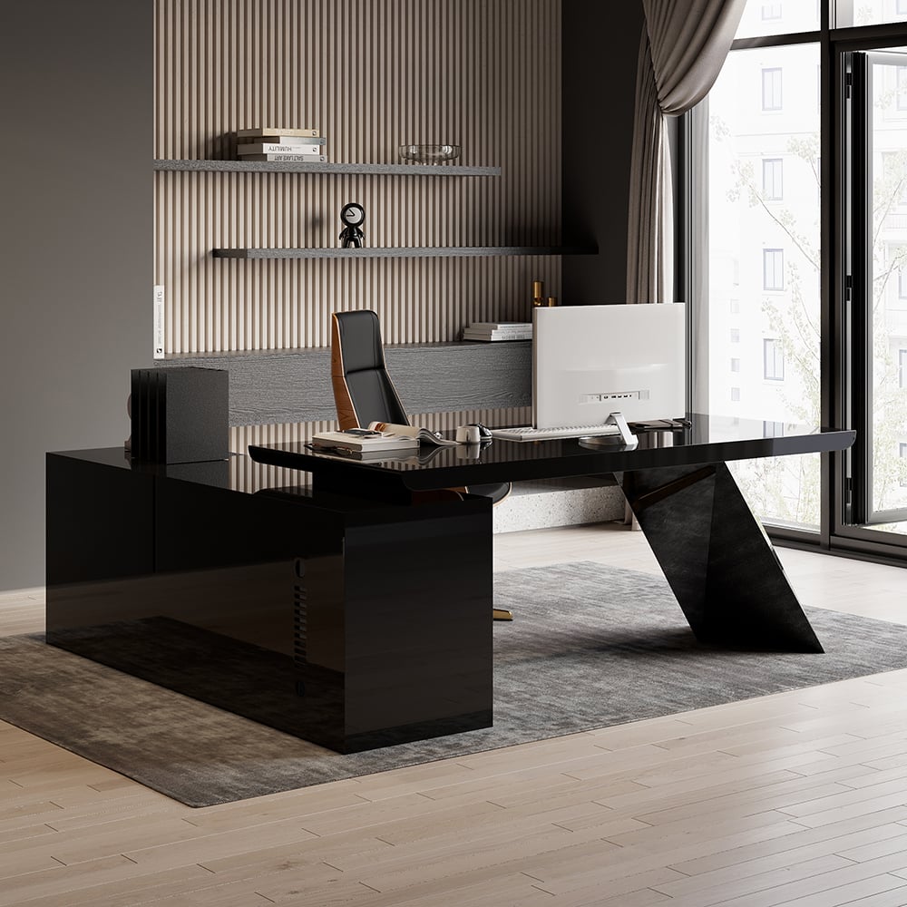 Customer Reviews for Modern 180 cm L-Shaped Black Executive Desk with Right Hand Return