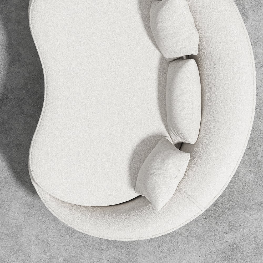 Perguntas e respostas para Sofá curco 2 plazas en bouclé con patas doradas y cojines 160 cm