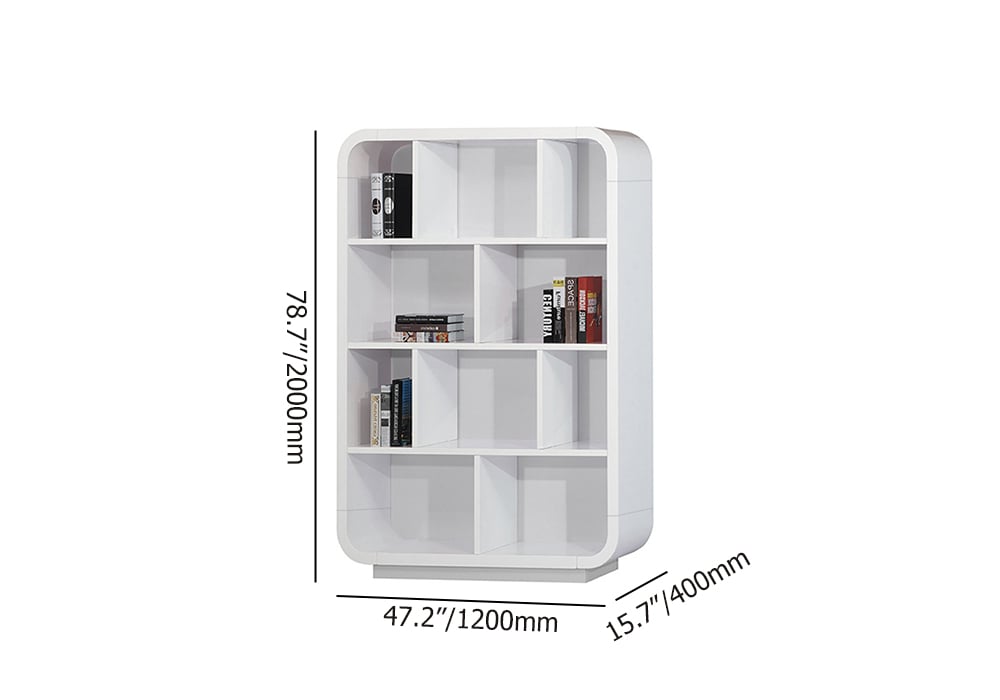 4-Tier Irregular Bookshelf MDF Bookcase in White (78.7" High) weights dimensions image