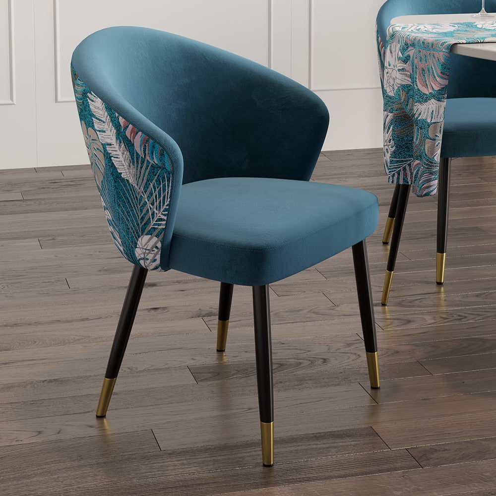 Questions and Answers for Modern Blue Velvet Dining Chair with Upholstered, 1 Piece