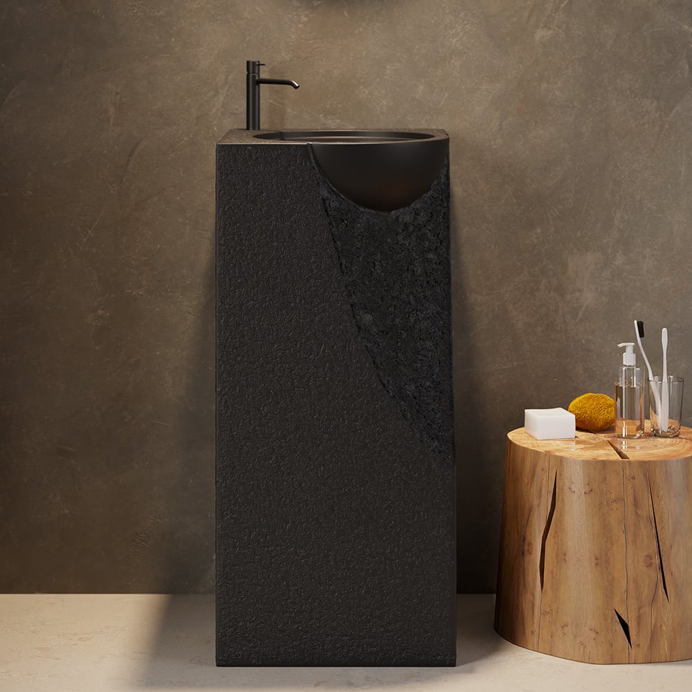 Customer Reviews for 870mm Japandi Tall Stone Resin Pedestal Basin with Rounded Basin Freestanding in Black