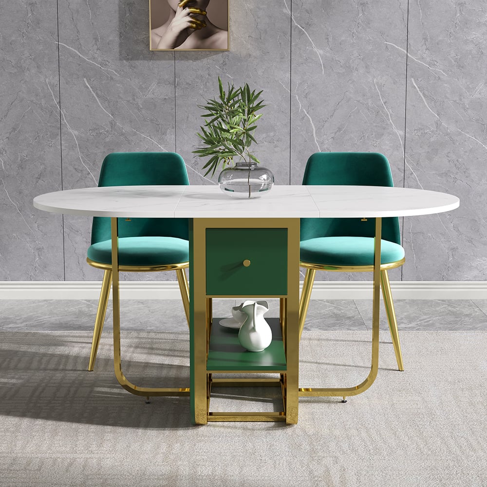 Customer Reviews for 59.1" Modern Rectangle Leaf Folding Wood Dining Table with Storage Seats 4-6 People