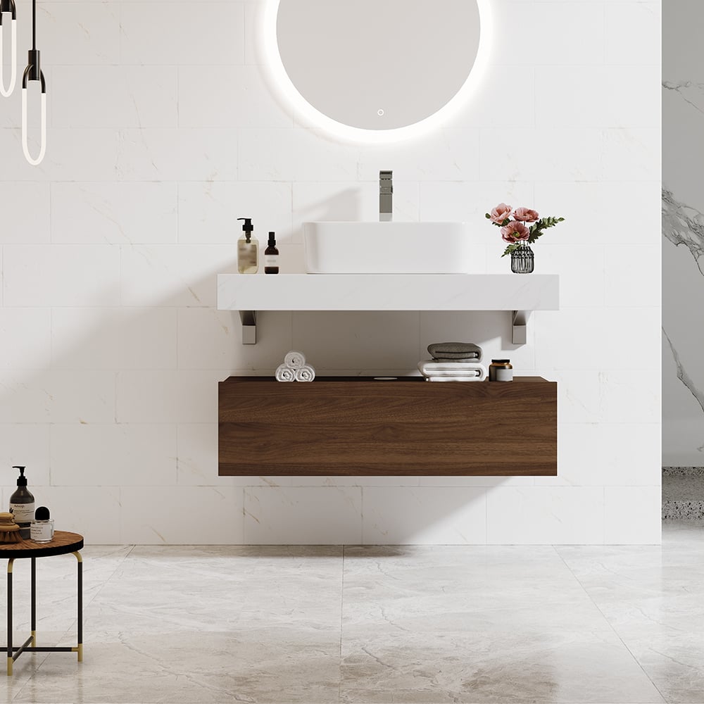 Hodnocení zákazníků pro položku 35" moderní plovoucí koupelnová toaletní sada s jedním umyvadlem bílé a ořechové