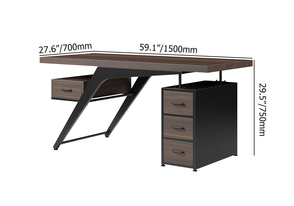 Office Computer Desk with Drawers Black Home & Office Furniture (59") weights dimensions image