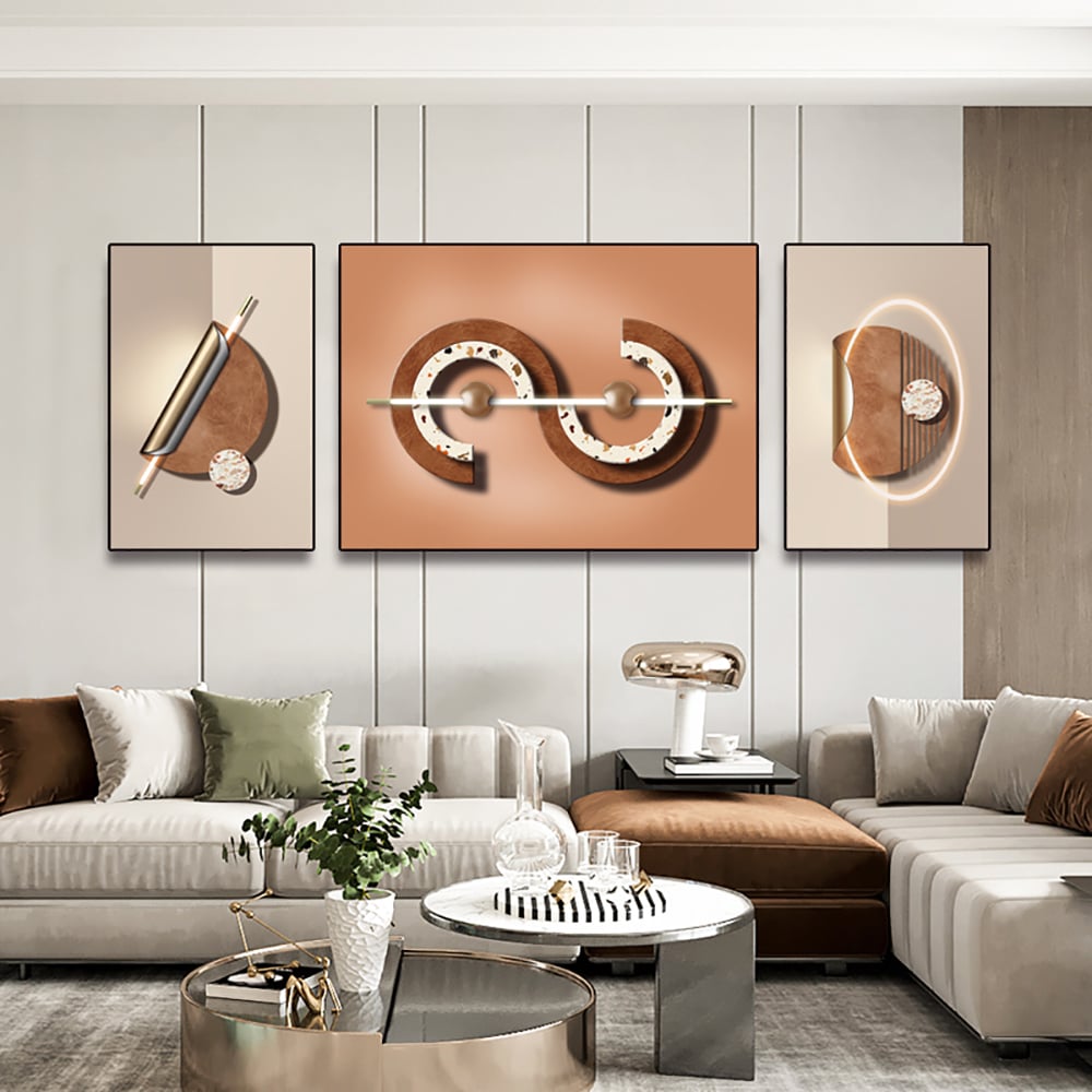 Customer Reviews for 3 Pieces Modern Geometric Abstract Wall Decor Set Canvas Painting with Frame Living Room