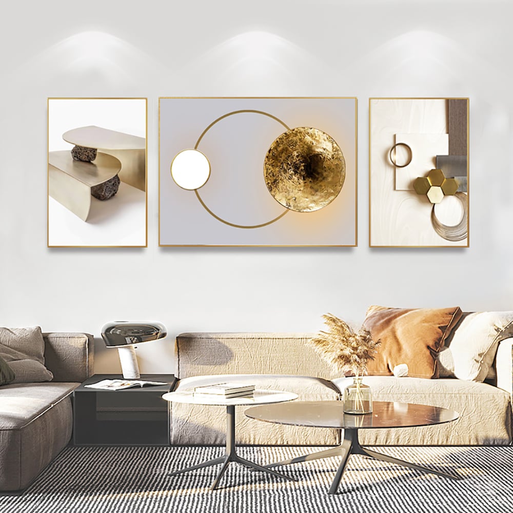Customer Reviews for 3 Pieces Modern Geometric Abstract Wall Decor Set Canvas Print with Frame Living Room
