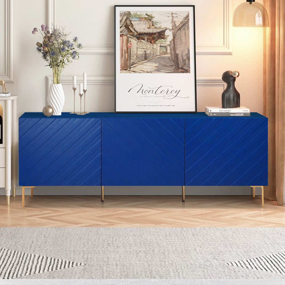 Questions and Answers for Modern 1800mm Blue Buffet Sideboard Table with Gold Legs & 3 Doors