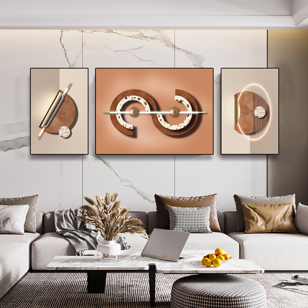 Customer Reviews for 3 Pieces Modern Geometric Abstract Wall Decor Set Canvas Painting with Frame Living Room