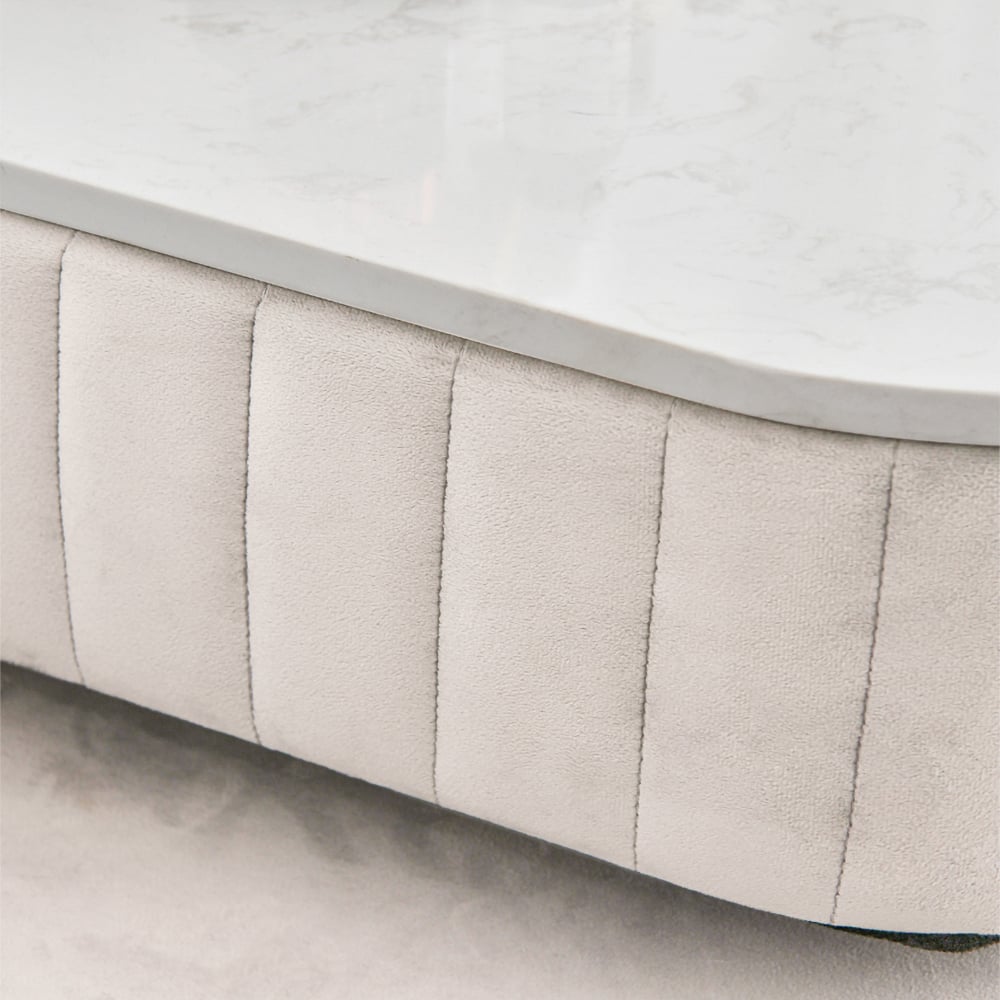 Customer Reviews for Modern White Velvet Makeup Vanity Table Expandable Dressing Table with Cabinet