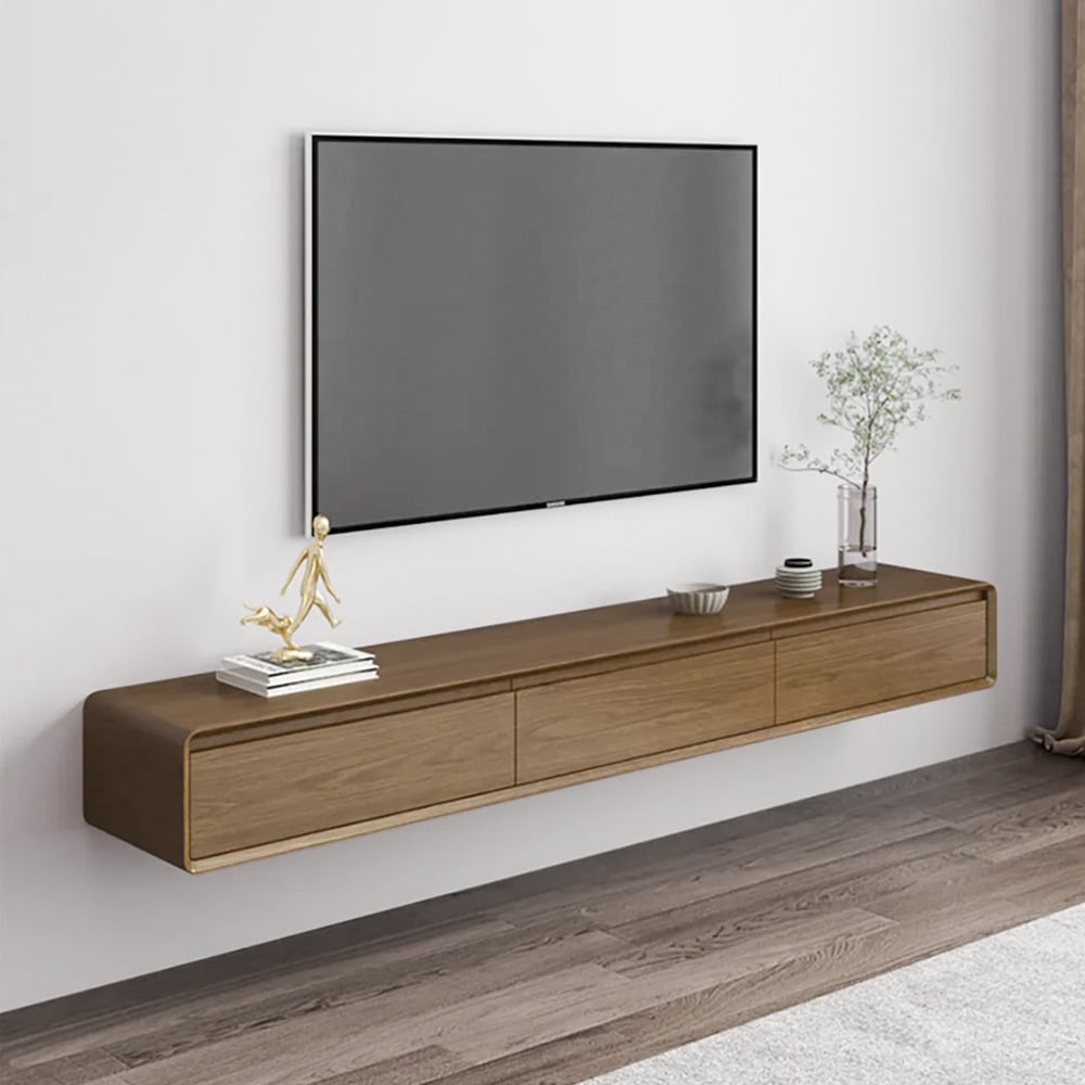 Questions and Answers for Mid Century Floating Wood TV Stand Unit in Walnut with 3 Drawers for TVs Up to 2159mm