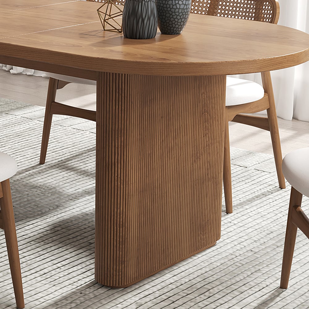 Ovale uitschuifbare eettafel Japandi in walnoot (1600-2000 mm), voor 4-6 personen|Homary DE