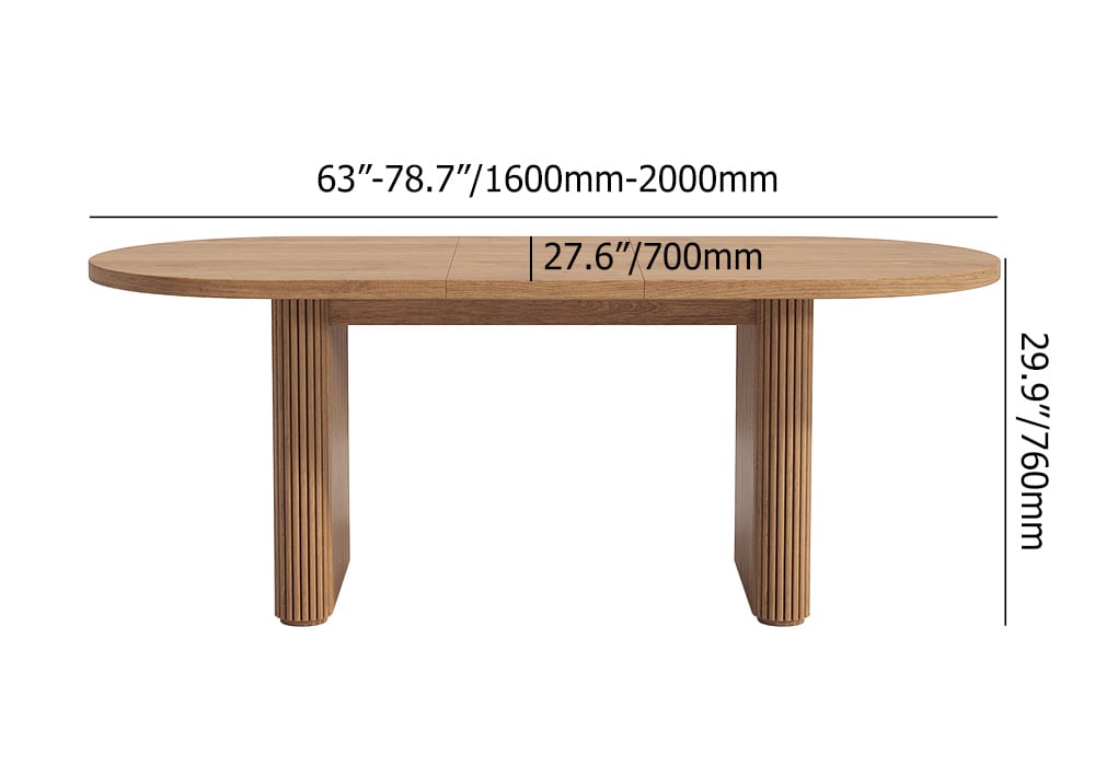 Ovale uitschuifbare eettafel Japandi in walnoot (1600-2000 mm), voor 4-6 personen|Homary DE