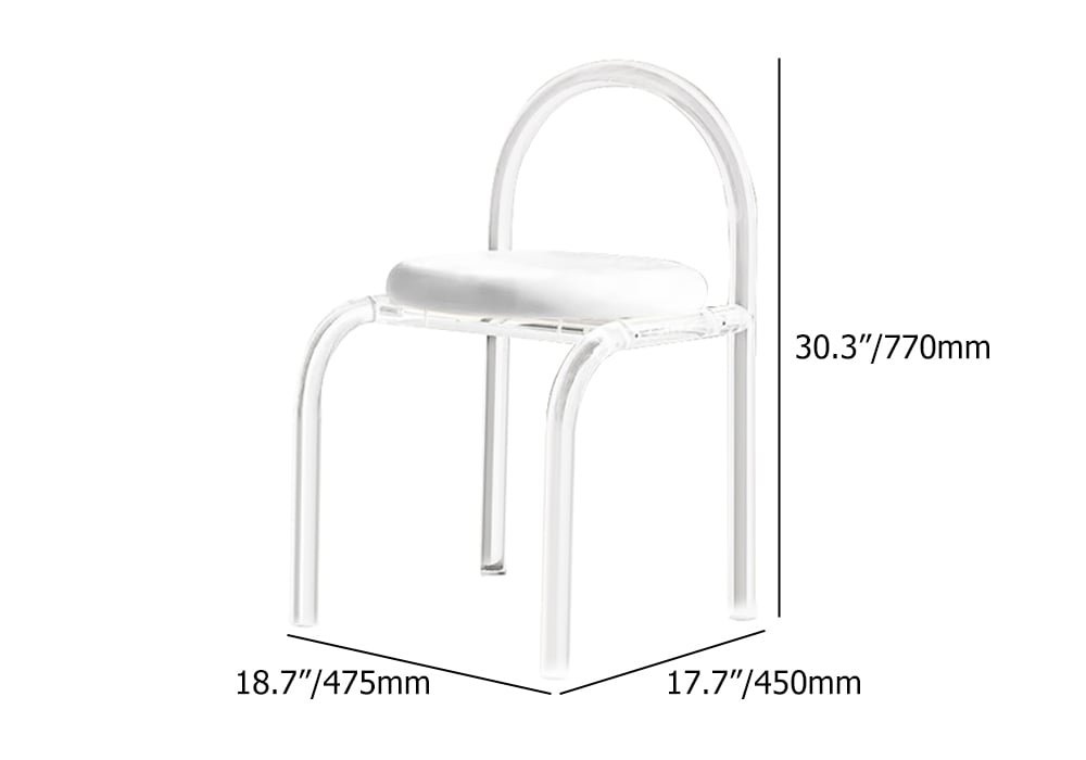 Modern White Vanity Stool with Back Velvet Upholstered Acrylic Chair for Bedroom weights dimensions image