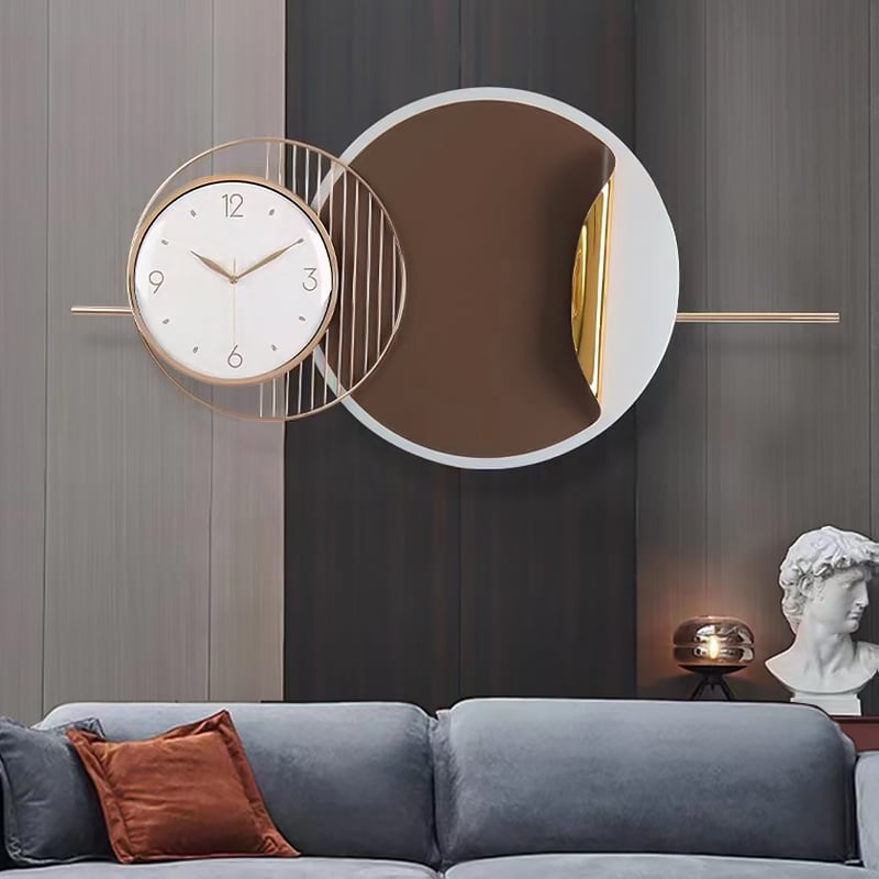 Vragen en antwoorden voor Moderne metalen grote wandklok ronde oversized decoratieve wandklokken in bruin
