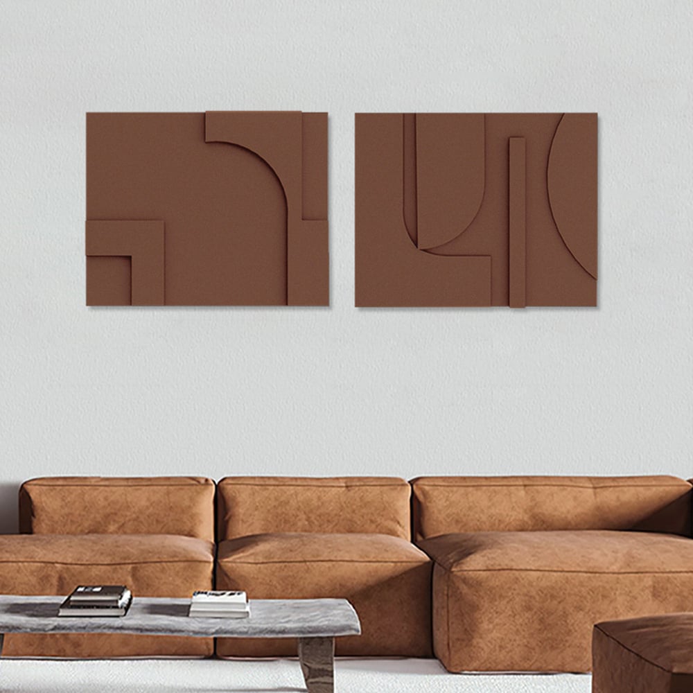 Customer Reviews for 2 Pieces Japandi Abstract Wood Wall Decor for Living Room 3D Hanging Art in Brown