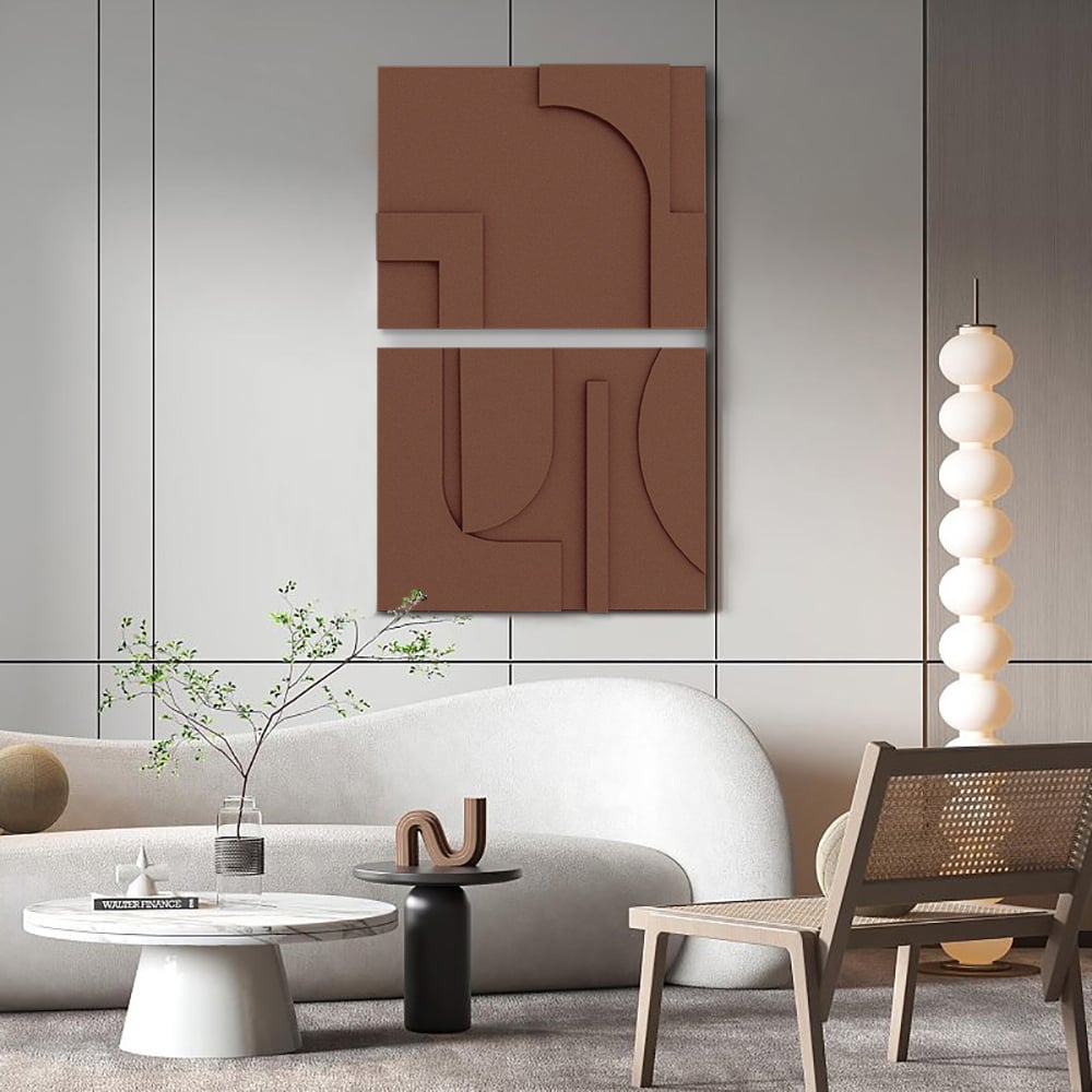 Customer Reviews for 2 Pieces Japandi Abstract Wood Wall Decor for Living Room 3D Hanging Art in Brown