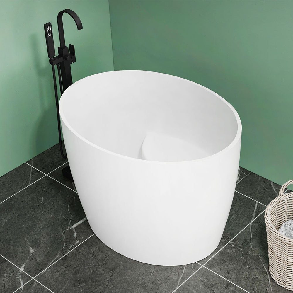 Questions and Answers for 39.37" Modern Deep Oval Freestanding Stone Resin Soaking Bathtub White