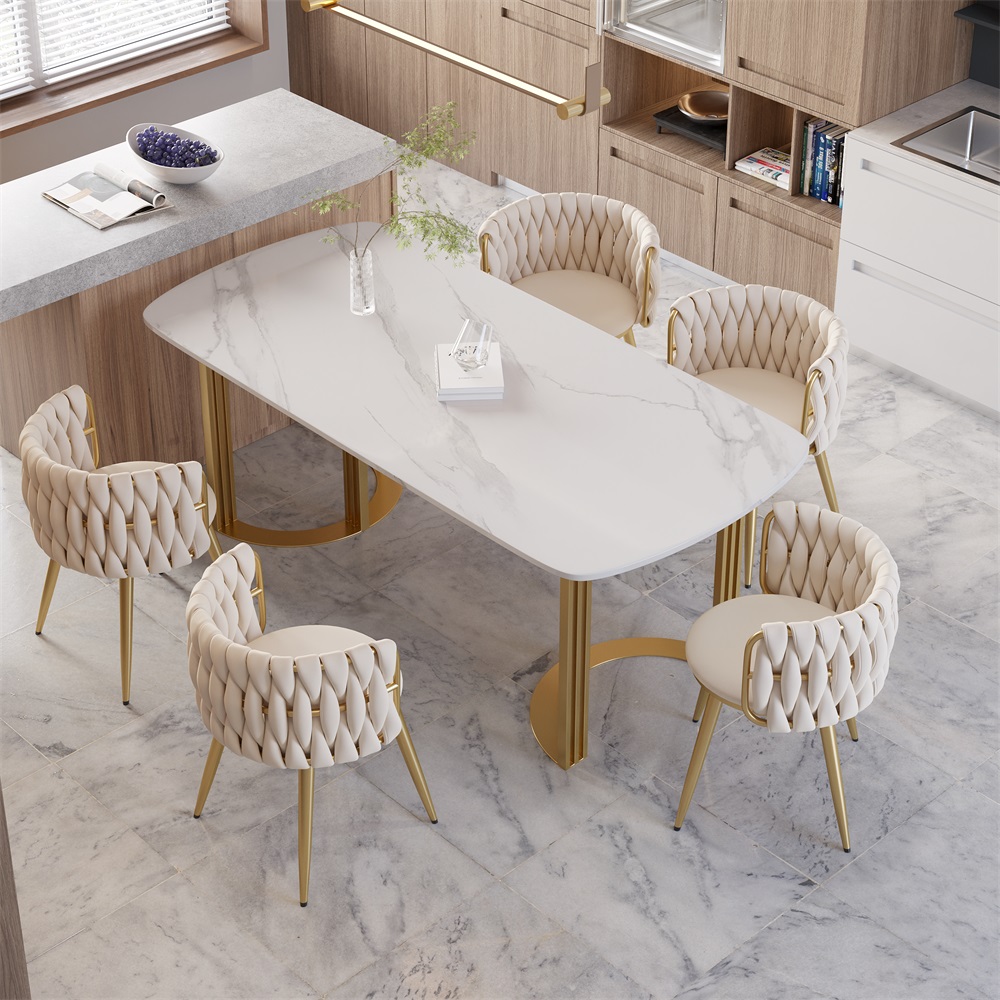 Avaliações de clientes sobre Cadeira de jantar Sweave de 4 peças Nordic Off White Barrel Back, estofamento redondo de veludo