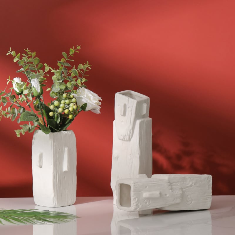 Domande e risposte per Set di 3 vasi da fiori in ceramica astratta bianca moderna con testa umana, decorazione artistica